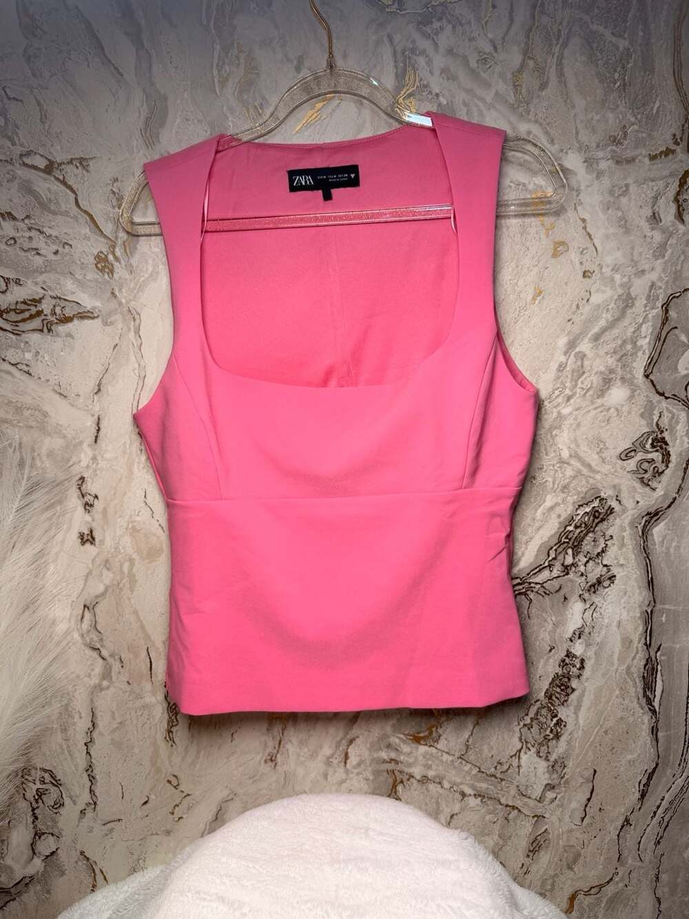 Zara Pink Sleeveless Square Neck Corset Top